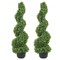 2 pcs Artificial Boxwood Spiral Topiary Decorative Plant with Replacement Leaves